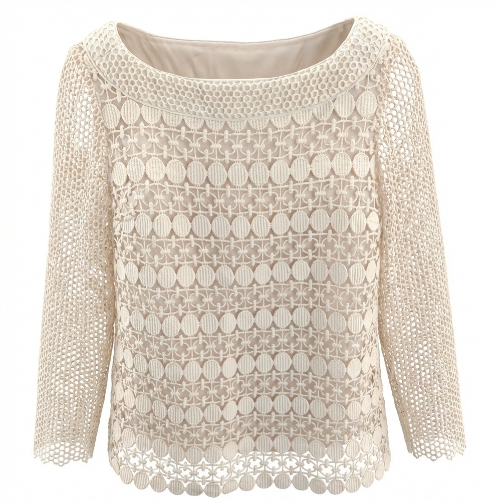 Tory Burch Ivory Crochet Lace Top Size 2